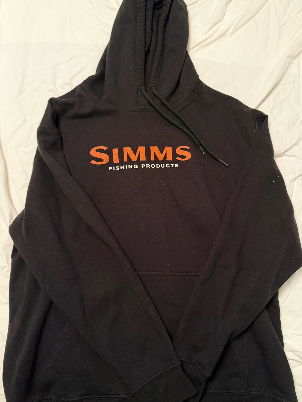 Simms Black Hoodie with Rust-Orange Logo